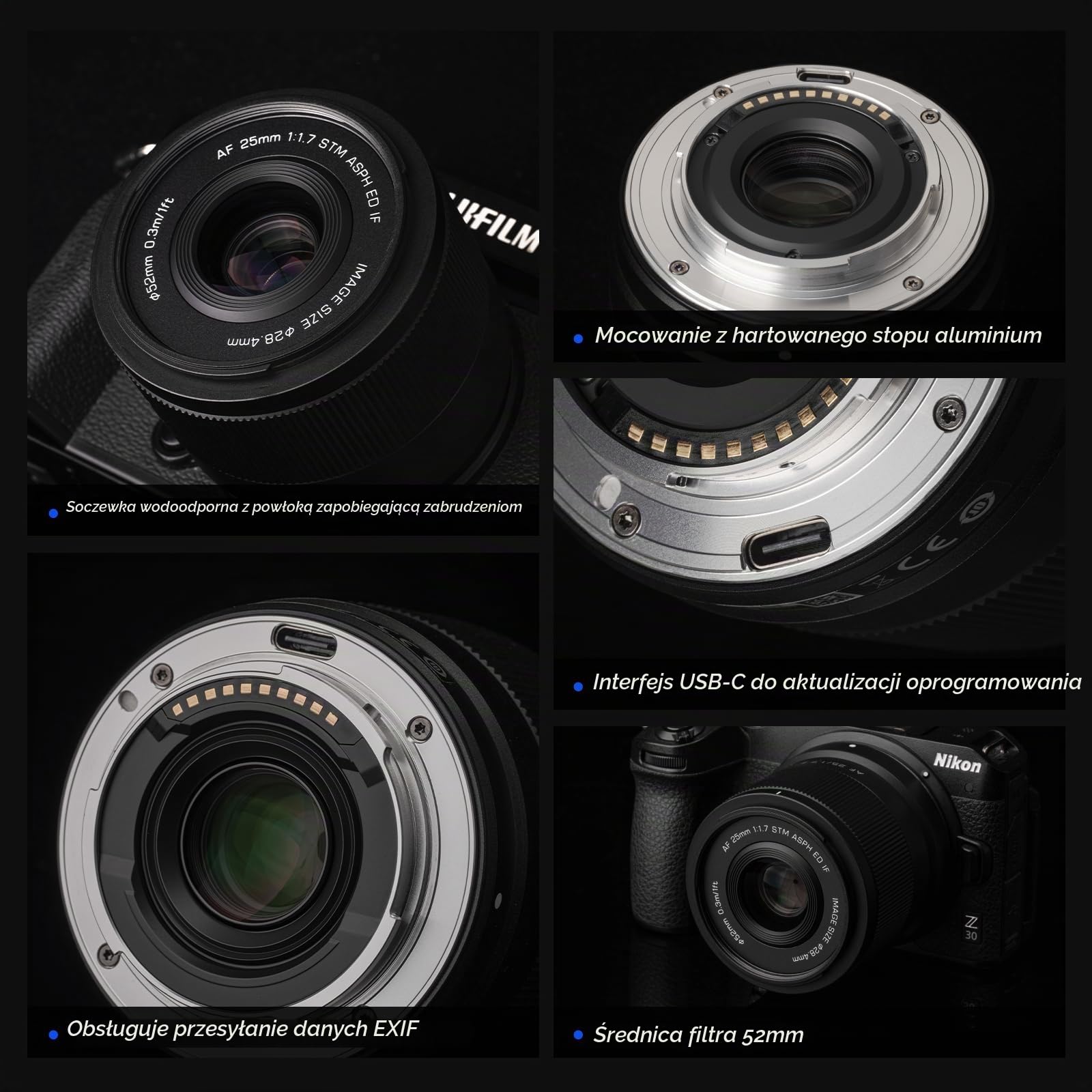 VILTROX 25 mm F1.7 Air Z Pocket Portability Lens AF F/1.7 Z-Mount Portable Shot do obiektywu dla początkujących Nikon Auto Fcous APS-C Large Aperture Prime Z