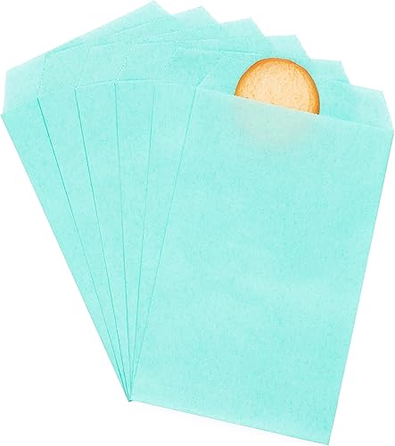 Quotidian Paquete de 100 bolsas de papel pequeñas a prueba de grasa para galletas de panadería, sellos de tarjetas de panadería, regalos de fiesta