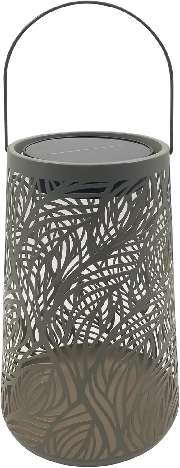 Dehner Olea Solar Lantern Diameter 20 x Height 32 cm - LED Garden Light, Warm White, Solar Powered, Twilight Sensor, Metal & Plastic, Green