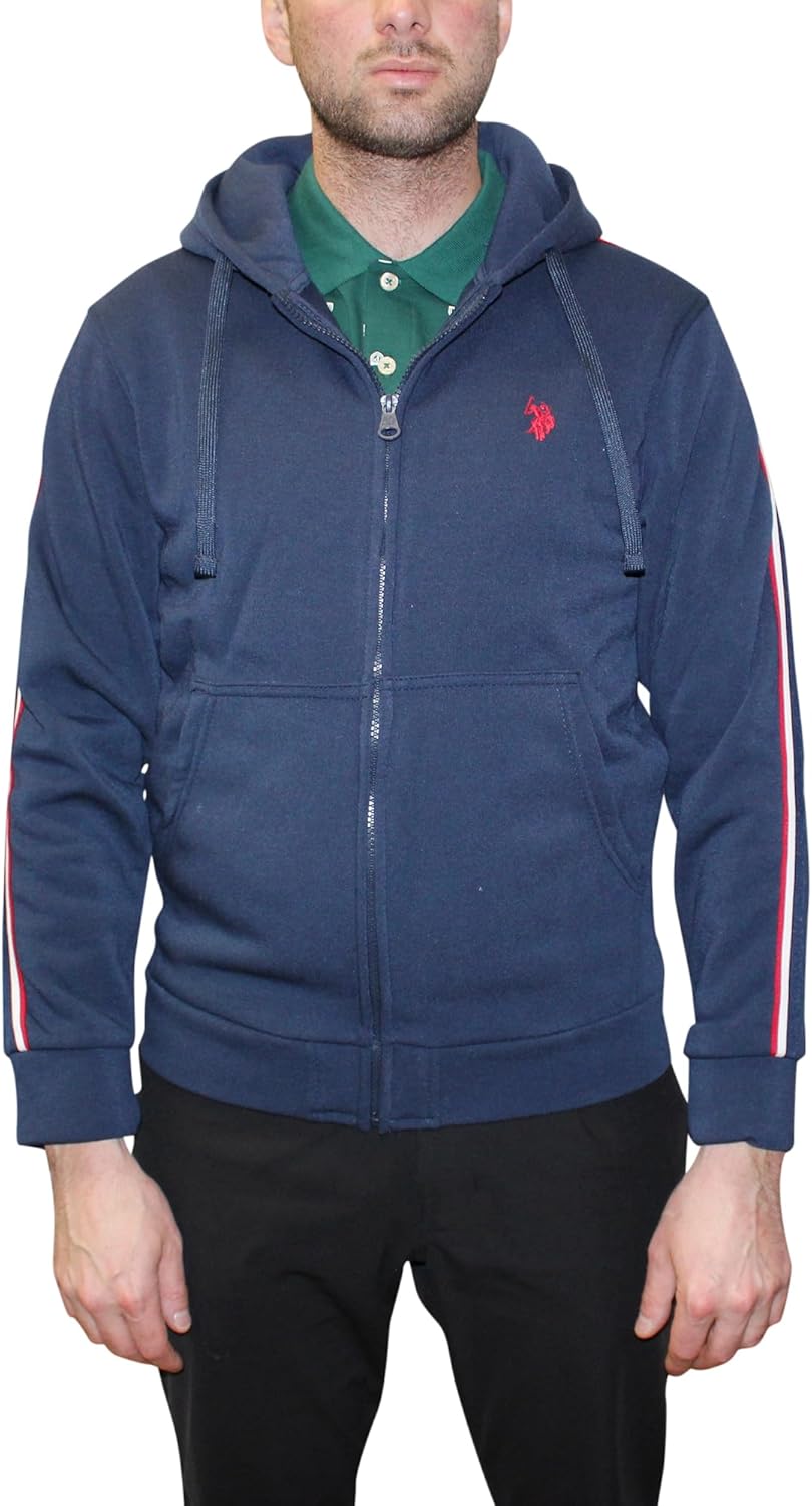 U.S. Polo Assn. Men's Fleece Full-Zip Hoodie with Stripe