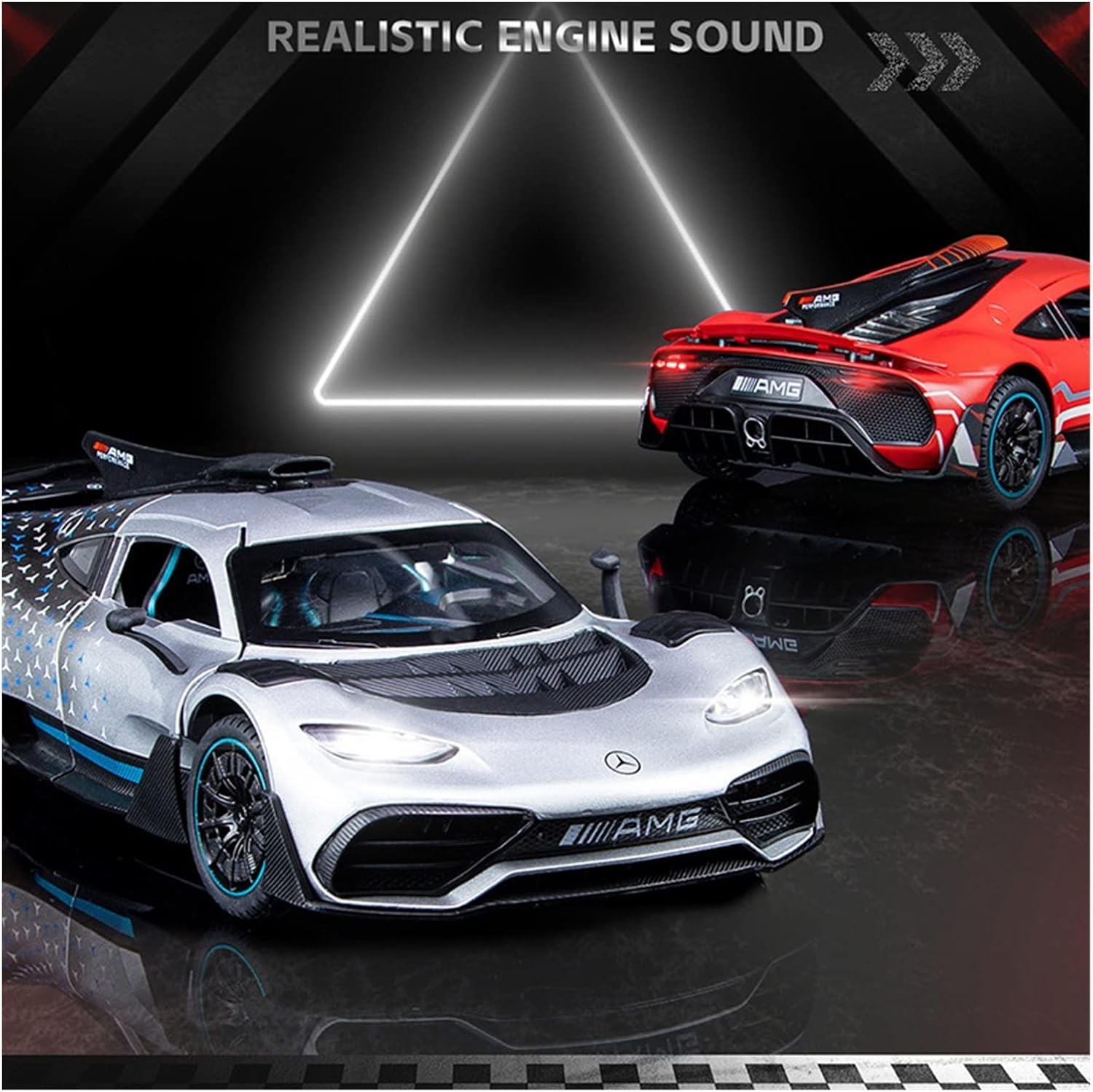 1:24 for M-B-ONE Sports Car Diecast Metal Alloy Model Sound Light Pull Back Collection Toy Gifts(Orange,with Box)