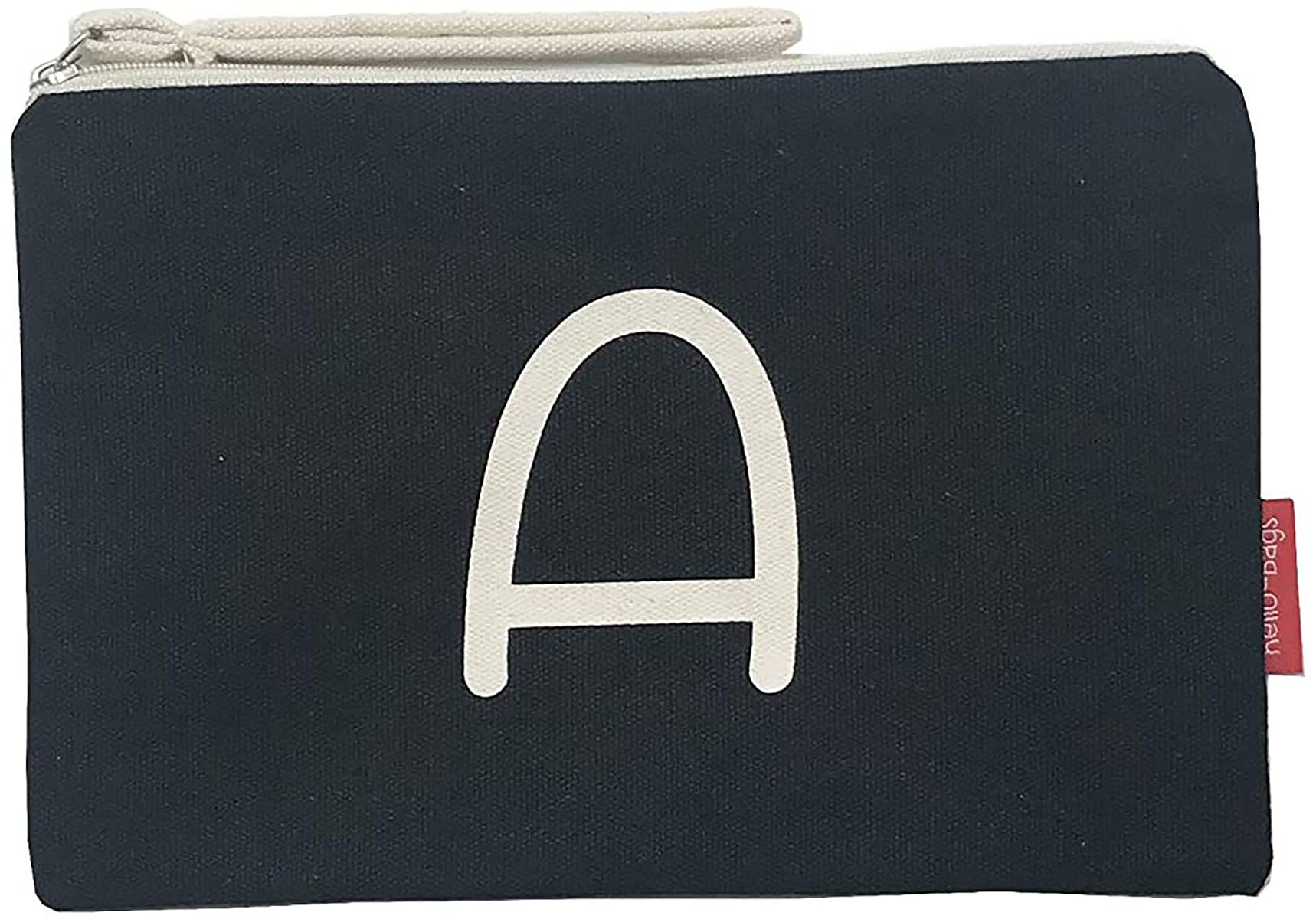 Trousse De Toilette Hello-Bags En Coton - Format 23x15.5 Cm - Écru/Noir - Avec Doublure & Fermeture éclair - 2