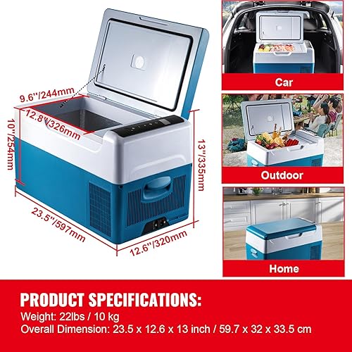 Miniatura 7 de Happybuy Refrigerador portátil de 22 litros, 12 voltios con control de aplicación (-468), para camping, viajes, pesca, al aire libre