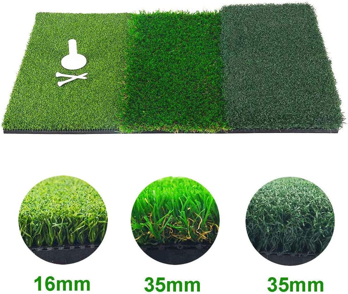 WhiteFang Golf Mat Tri-Turf Fairway Rough and Driving, Golf Hitting Mat Grass with Tees and Balls for Indoor Outdoor