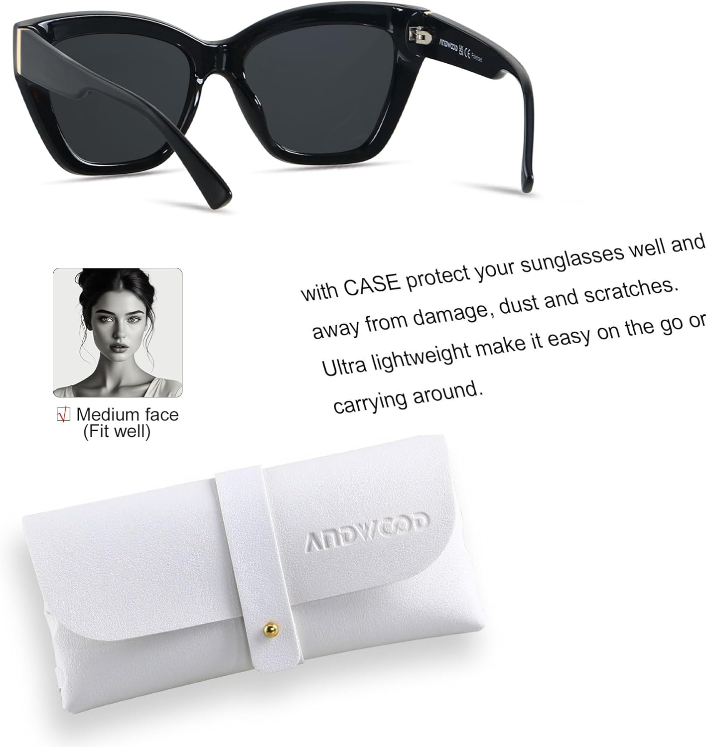 ANDWOOD Trendy Cute Cat Eye Polarized Sunglasses for Women Fashion Cateye Sunnies Lentes de sol para mujer - Image 2