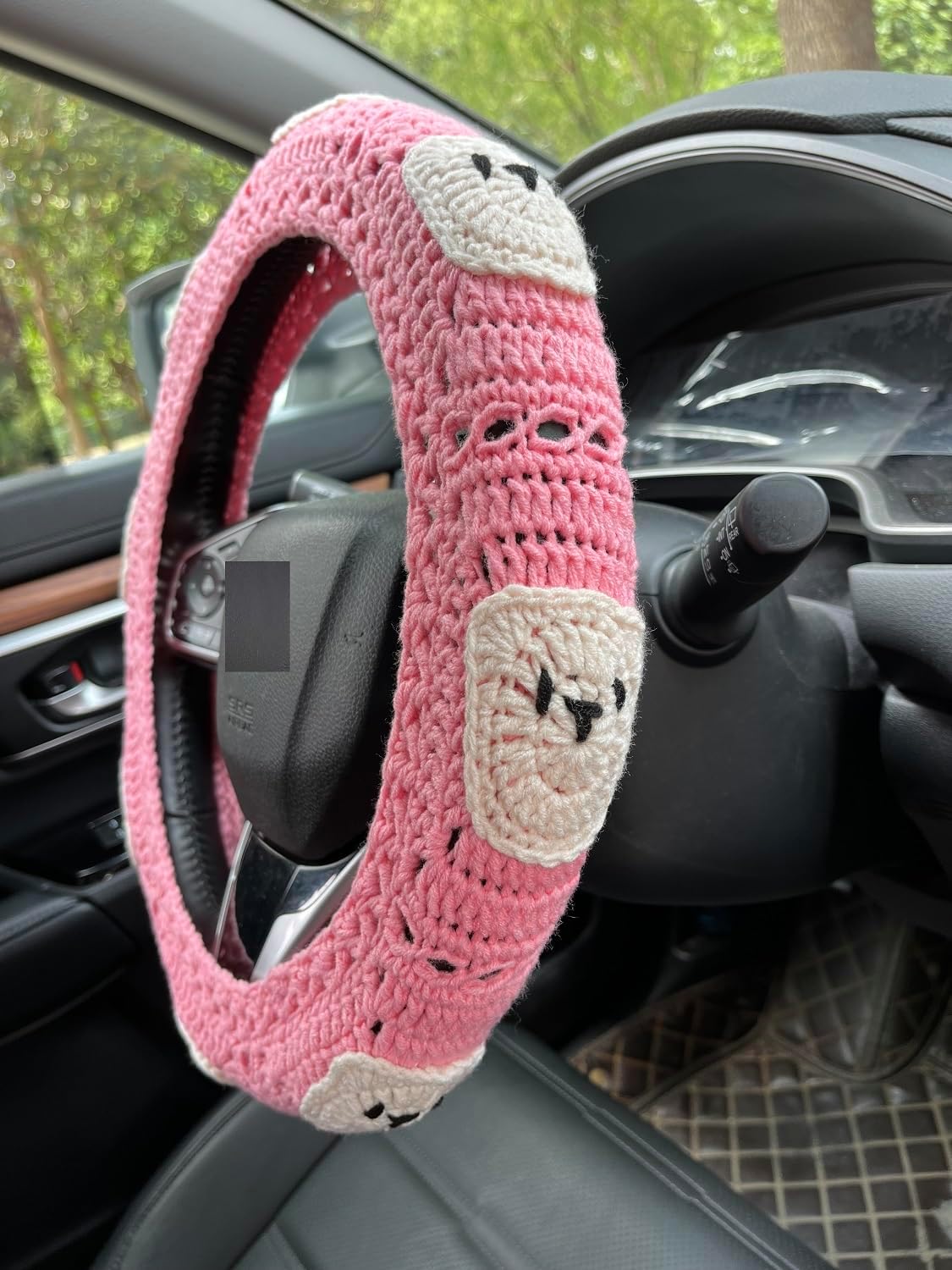Crochet Animal Patterns Steering Wheel Cover Universal 14-15 inch,Cute Steering Wheel Cover (Steering Wheel Cover)