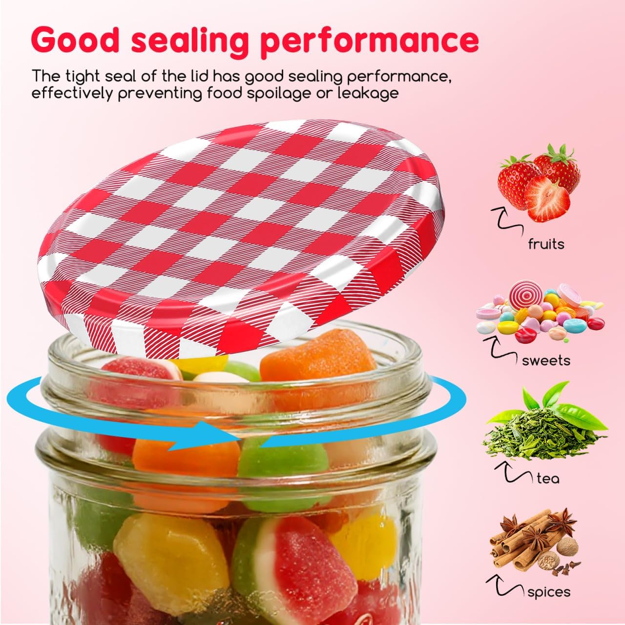 Kichvoe 40Pcs 2.83 Inch Screw Lids for Canning Jars Regular Mouth Jam Jar Covers Airtight Leak-Proof Storage Caps for Preserves Sauces and Spices
