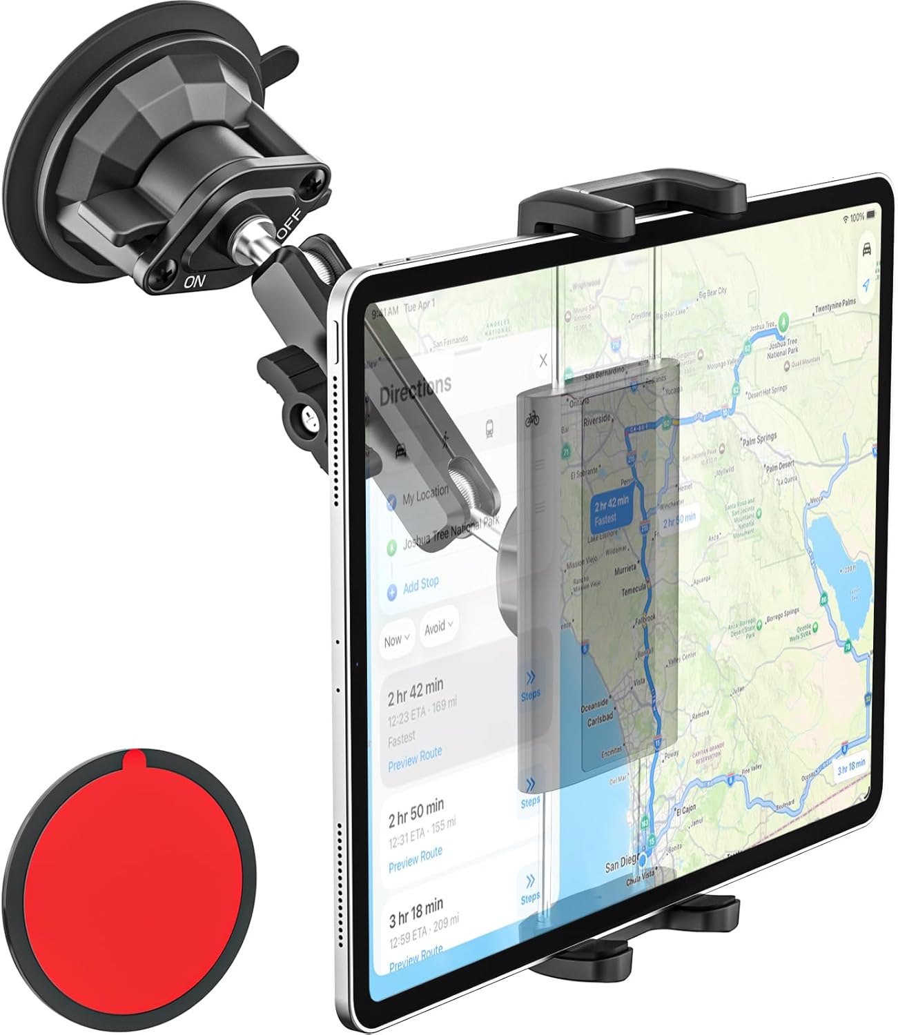 Heavy Duty Tablet Holder for Truck, [Strong Suction Cup] Car Windshield Dashboard Tablet Mount, Anti-Shake Aluminum Arm Vehicle Stand for iPad Pro 12.9 11 Air Mini, Tab, iPhone, 4-13" Device