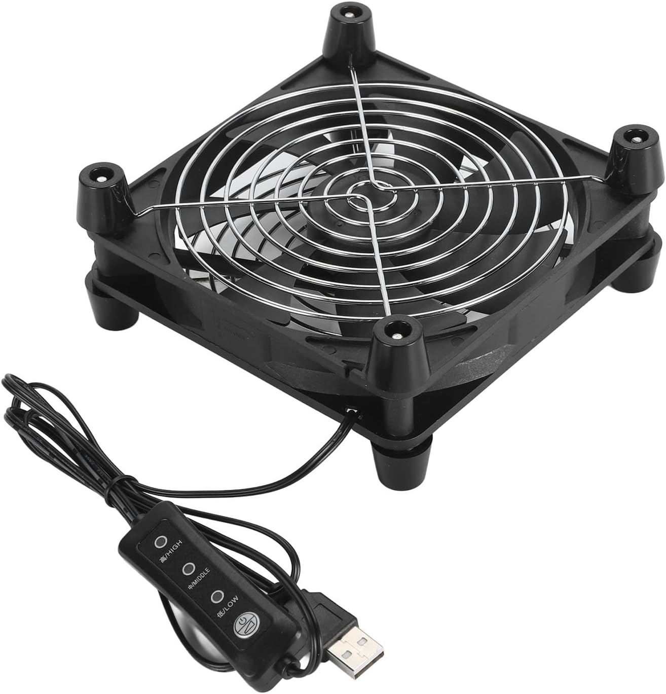 Jectse Computer Cooling Fan, 7 Blades 140mm Computer Fan 3 Speed Adjustable for Router