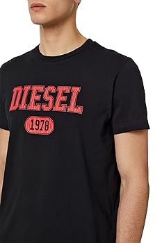 Diesel - Mens Slim Fit Crew Round Neck Organic Logo T-Shirt Diesel - Mens Slim Fit Crew Round Neck Organic Logo T-Shirt