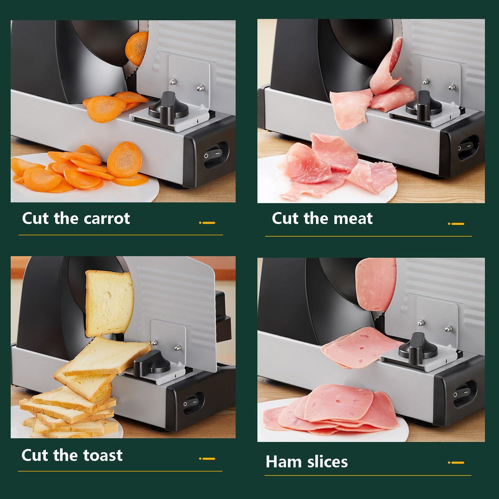 Affettatrice elettrica per Alimenti 200w Affettatrice per Carne | Affettatrice elettrica per Carne con coltelli Rimovibili e banco da Lavoro | Tritacarne Automatico per Mense, ristoran,