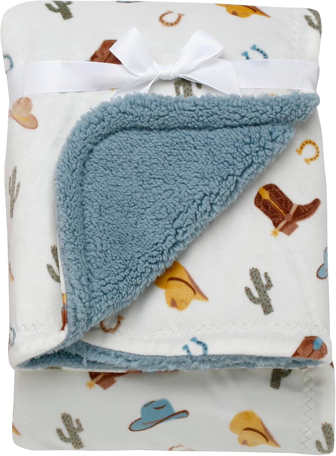 2 Ply Silky Baby Blanket, Reversible, Western Ranch Print (Grey and Cream, 30 in. x 40 in.) 2 Ply Silky Baby Blanket, Reversible, Western Ranch Print (Grey and Cream, 30 in. x 40 in.)