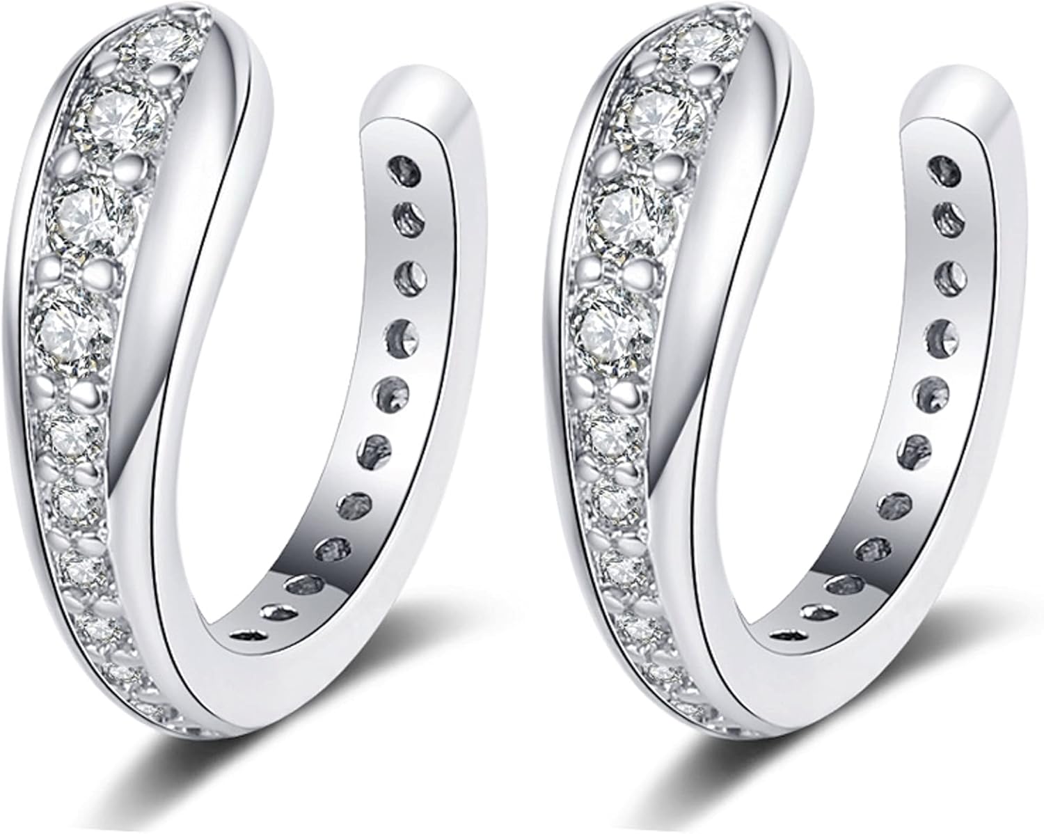 925 Sterling Silver Ear Cuff Earrings for Women, CZ Non-Piercing Ear Cuffs Clip On Earrings Cartilage Helix Wrap Earrings for Women Ladies Jewelry Set