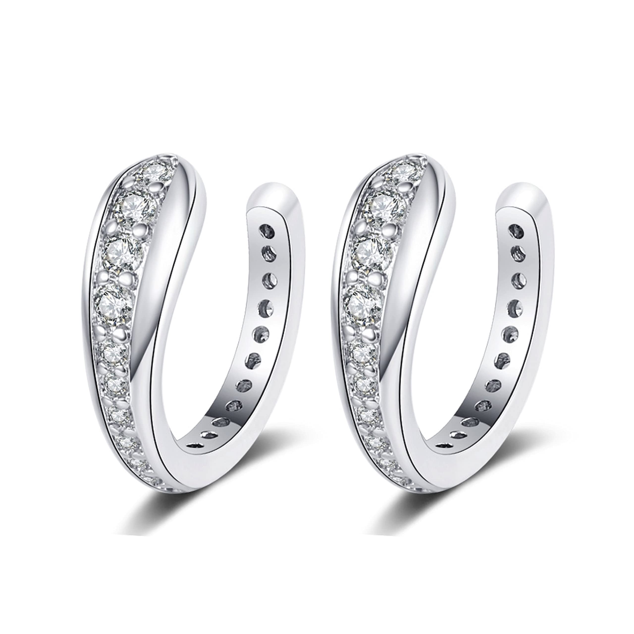 Ear Cuffs en Argent 925 : bague d'oreille chic pavée de zircons - 8