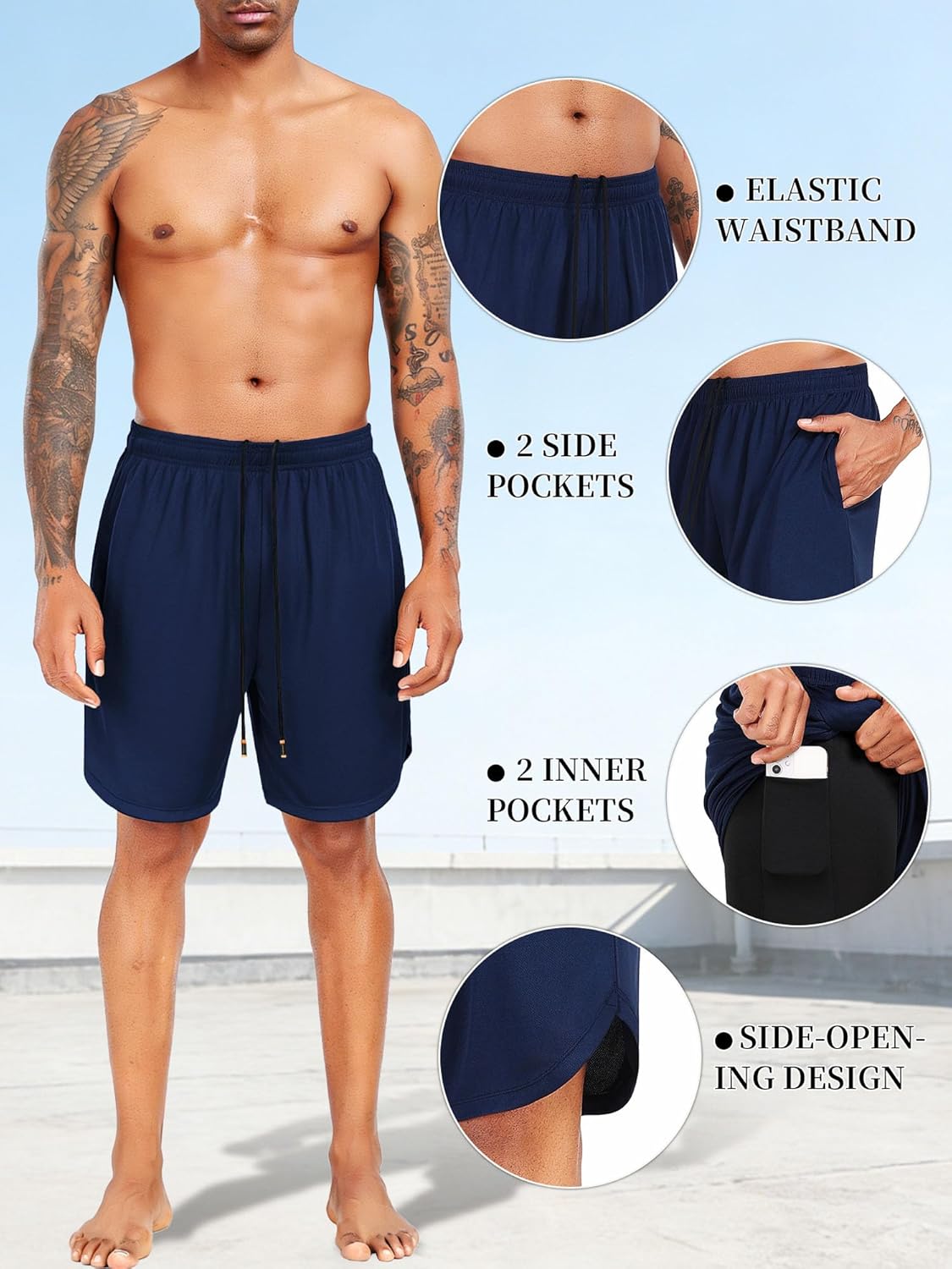 NELEUS 2 in 1 Athletic Shorts for Men 9" Dry Fit Workout Running Shorts with Pockets