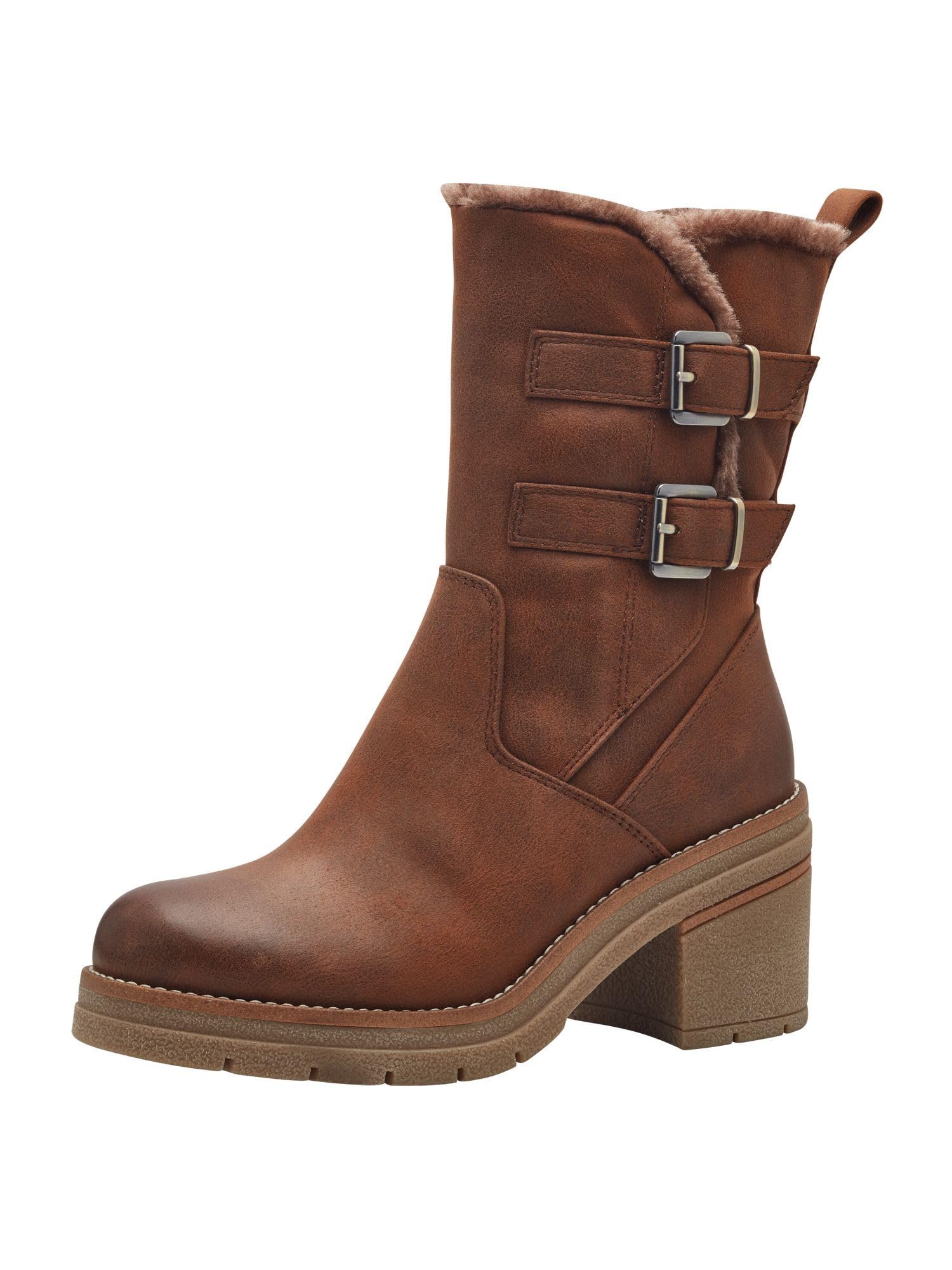 MARCO TOZZI Women's Bootie Zip + Briefs 2-25485-43 Fashion Boot, Cognac, 7.5 UK