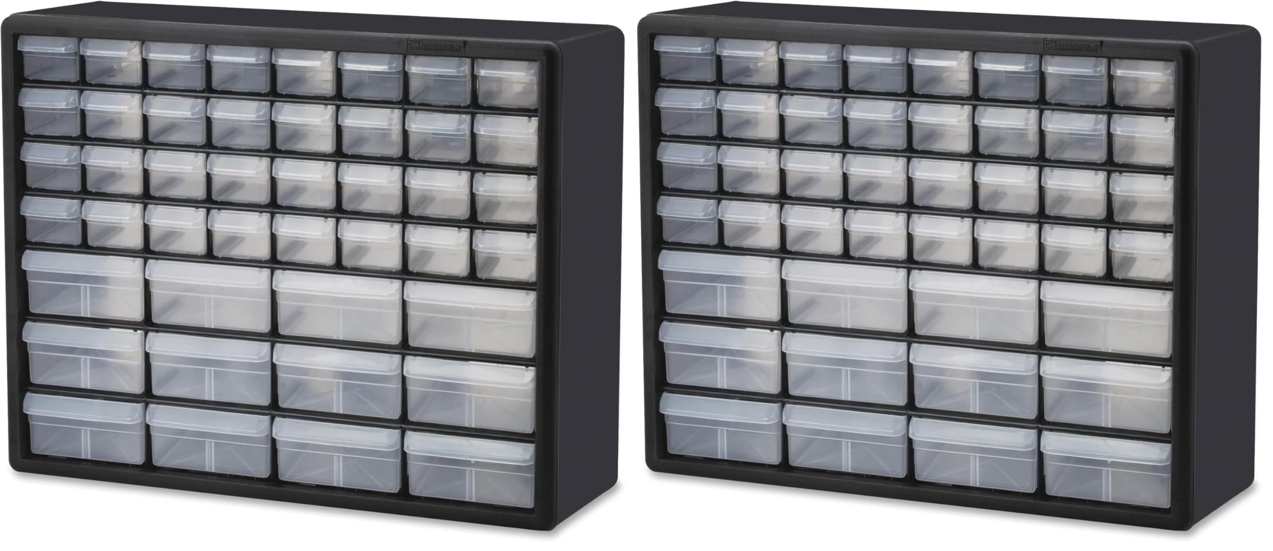 Akro-Mils 44-Drawer Plastic Drawer Storage Cabinet for Garage Organization, Bead Organizer, Building Bricks Storage, Teacher Toolbox, Makeup Organizer, 20-Inch W x 6-Inch D x 16-Inch H, 10144 Black