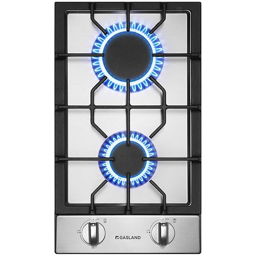 GASLAND 2 Burners Gas Cooktop 12 Inch GH30SF Drop-in Propane Stove Top with Thermocouple Protection, LPG/NG Convertible Dual Fuel Natural Gas Hob, Stainless Steel