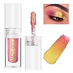 MAKI YIKA Glitter Eyeshadow Gold Liquid Multichrome Eyeshadows Long Lasting, Metallic Chameleon Eye Shadow Smudgeproof Holographic Eye Topper Glitters (9 Ember)