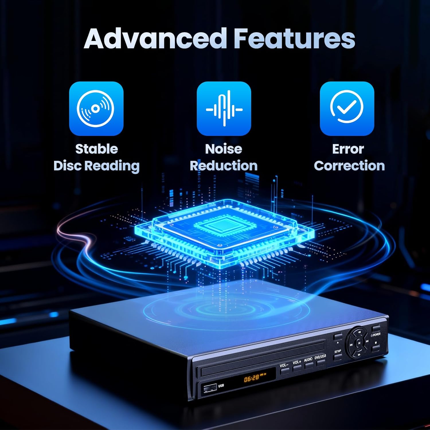 Desobry HDMI DVD Player for TV – Region Free All-Region DVD Player, Full HD 1080p Upscaling, USB Playback & Multi-Format Support, Compact Design with Remote (Standard Version)