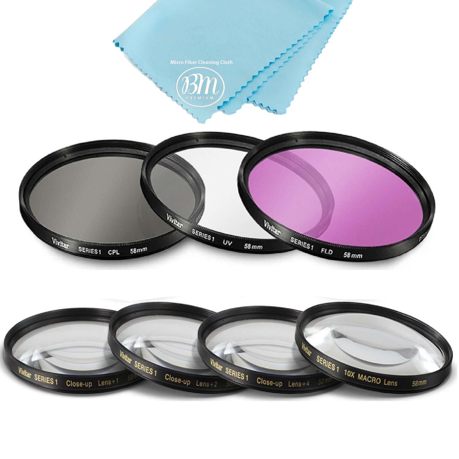 58mm Lens Filter Kit For Canon SX70 / SX60 / SX50 – UV, CPL, FLD + Hood & Adapter