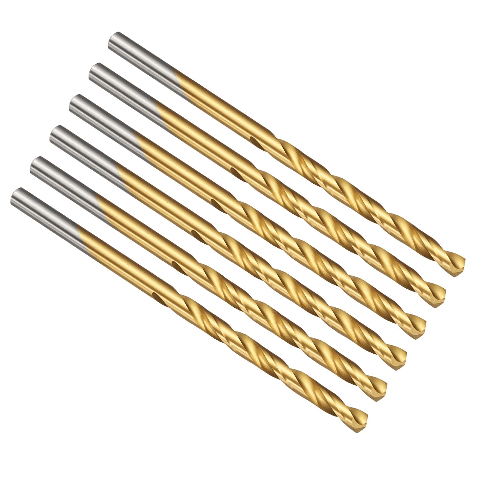 PATIKIL #25 Drill Bit, M42 8% Cobalt High-Speed Steel Jobber Straight Shank 135° Titanium Nitride (TiN) Coated for Hard Metal Stainless Steel - 6 Pack — image 1