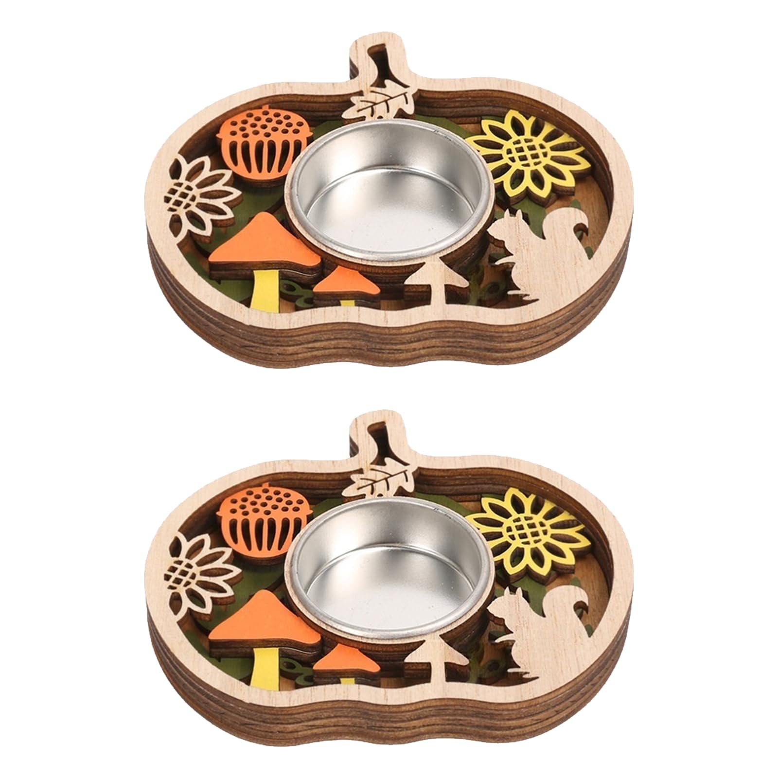Tsophreniq 2Pcs Natural Wood Holders Halloween Various Decoration Festival Tabletop Display Safe and Stable Base Wooden Decorations