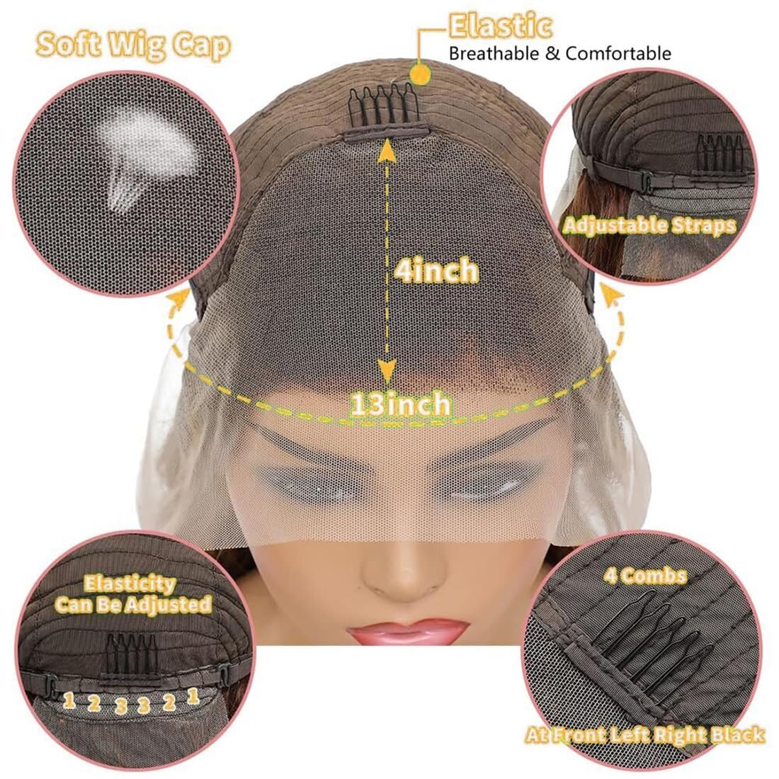 Rina Ash Blonde Human Hair Wig 13x4 Pre Plucked HD Invisible Lace Front Wigs Body Wave 180% Density Milk Tea Brown Blonde Colored Wig for Women 30 Inch