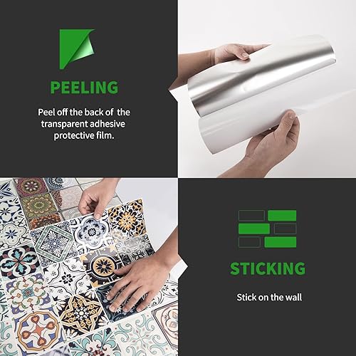 Vista 19 de LONGKING Adhesivos para azulejos en muro, pistacho y azulejos azules para cocina, adhesivos en azulejos de pared (10 hojas) Pistacho y Azul,Azul