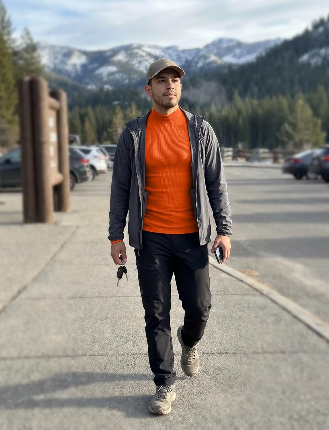 Zengjo Mens Mock Turtleneck Long Sleeve Shirts Thermal Baselayer Top - Image 4