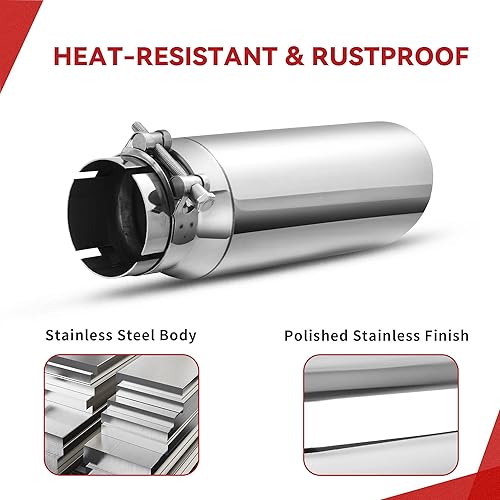 Miniatura 5 de YITAMOTOR Punta de escape universal de entrada de 3 pulgadas, salida de 4 pulgadas, 12 pulgadas de largo, punta de escape diésel de acero inoxidable