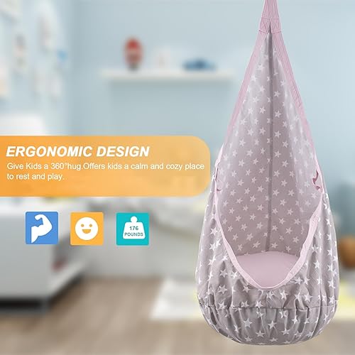 Miniatura 3 de YAERSI Silla de columpio para niños con cojín inflable de PVC para juegos en interiores y exteriores, duradera y portátil