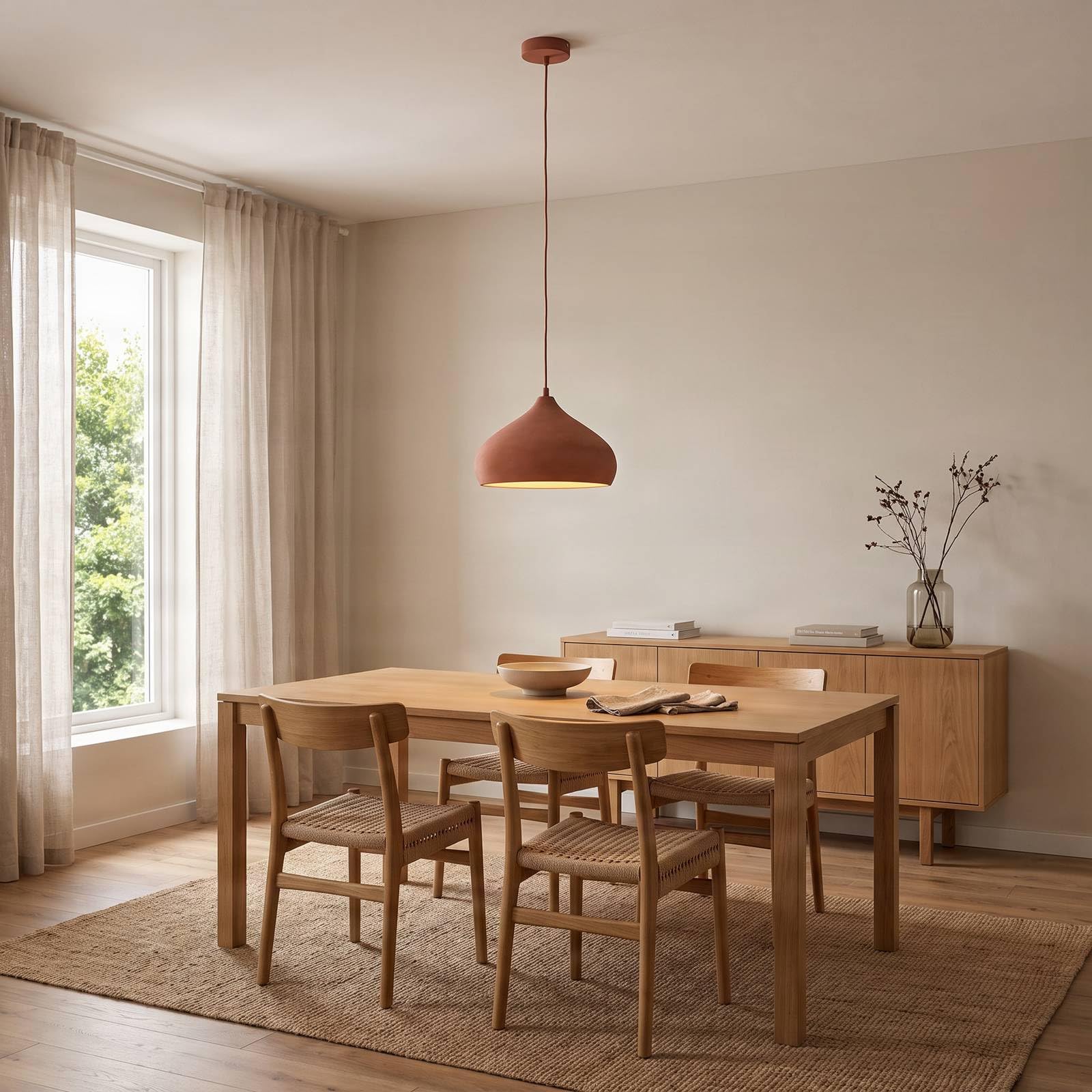 Lindby Suspension en béton Fiona à intensité variable (Méditerranéen) Terracotta e. a. pour Salon & Salle manger (1 lampe,à E27), Luminaire Lampe Plafond Plafonnier