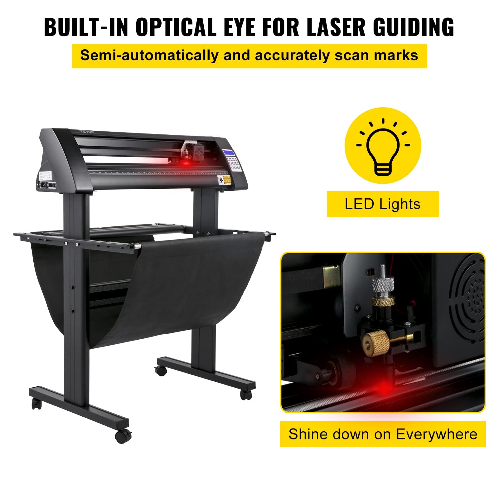VEVOR Plotter de Découpe Vinyle 720 mm Traceur de Coupe, Machine de Découpe Vinyle avec Logiciel Signmaster Support de Sol, Coupe-Vinyle LED Panneau Numérique