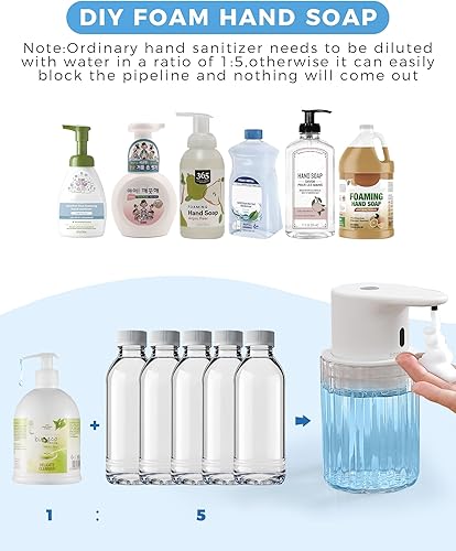 Miniatura 8 de Dispensador automático de jabón espumoso sin contacto, recargable de 10 oz10.1 fl oz, 3 niveles de espuma ajustables, IPX7 impermeable, para cocina