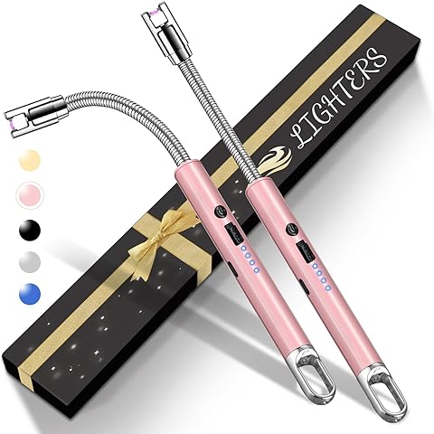 2 PCS Electric Lighter, Candle Lighter Arc Windproof Flame-Less with 360° Flexible ...