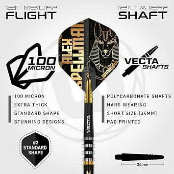 Winmau プロフェッショナルプレーヤー - アレックス・スペルマンシリーズ - ダーツフライトとダーツシャフトステム付き90%タングステンダーツセット - ソフトチップ18gバレル/20gフルウェイトとダーツメタルチップ22g&24gをご用意