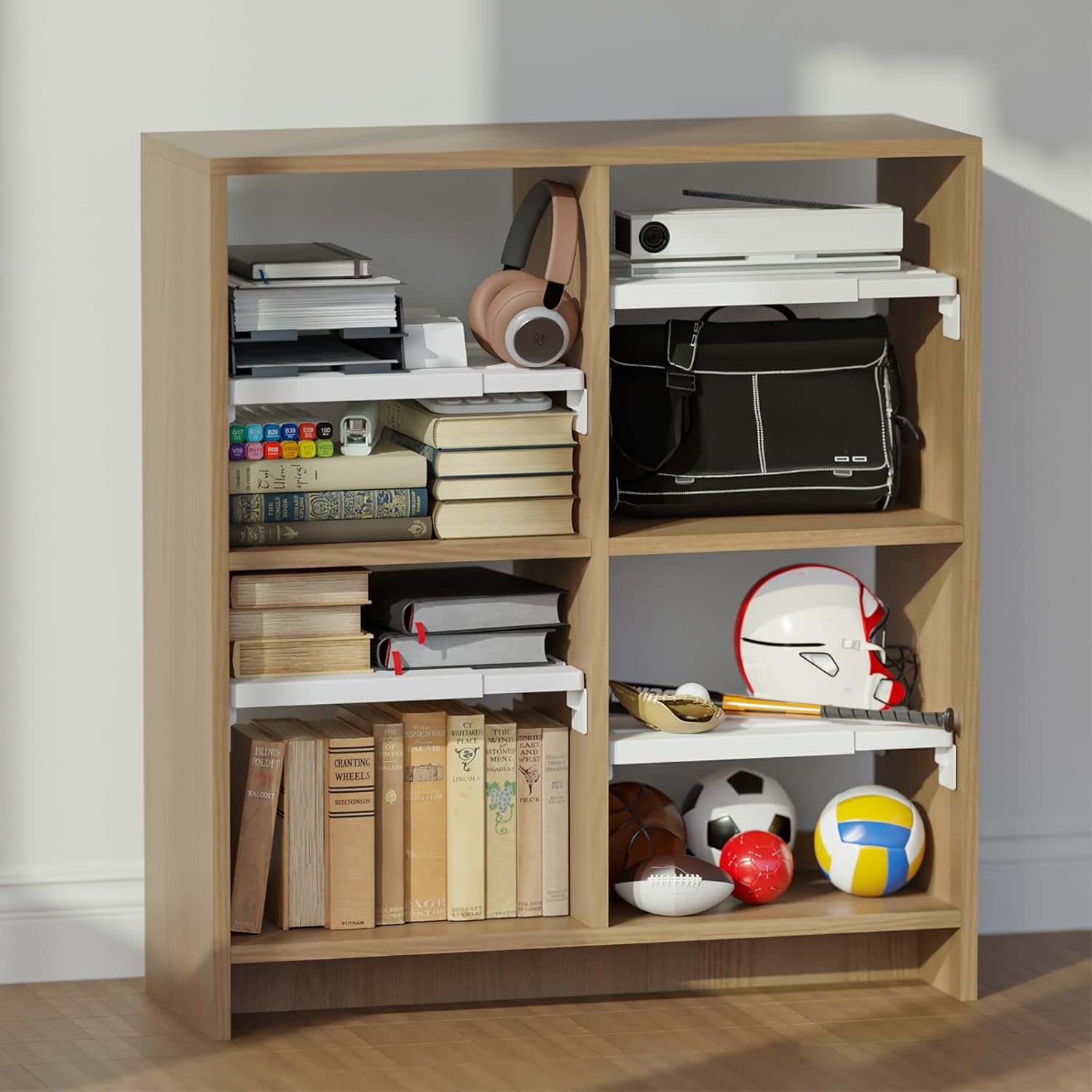 Booche Adjust-A-Shelf Locker Shelf, Extends to Fit Your Locker, Easy to Use, Perfect for School, Office, Gym, (2, White)