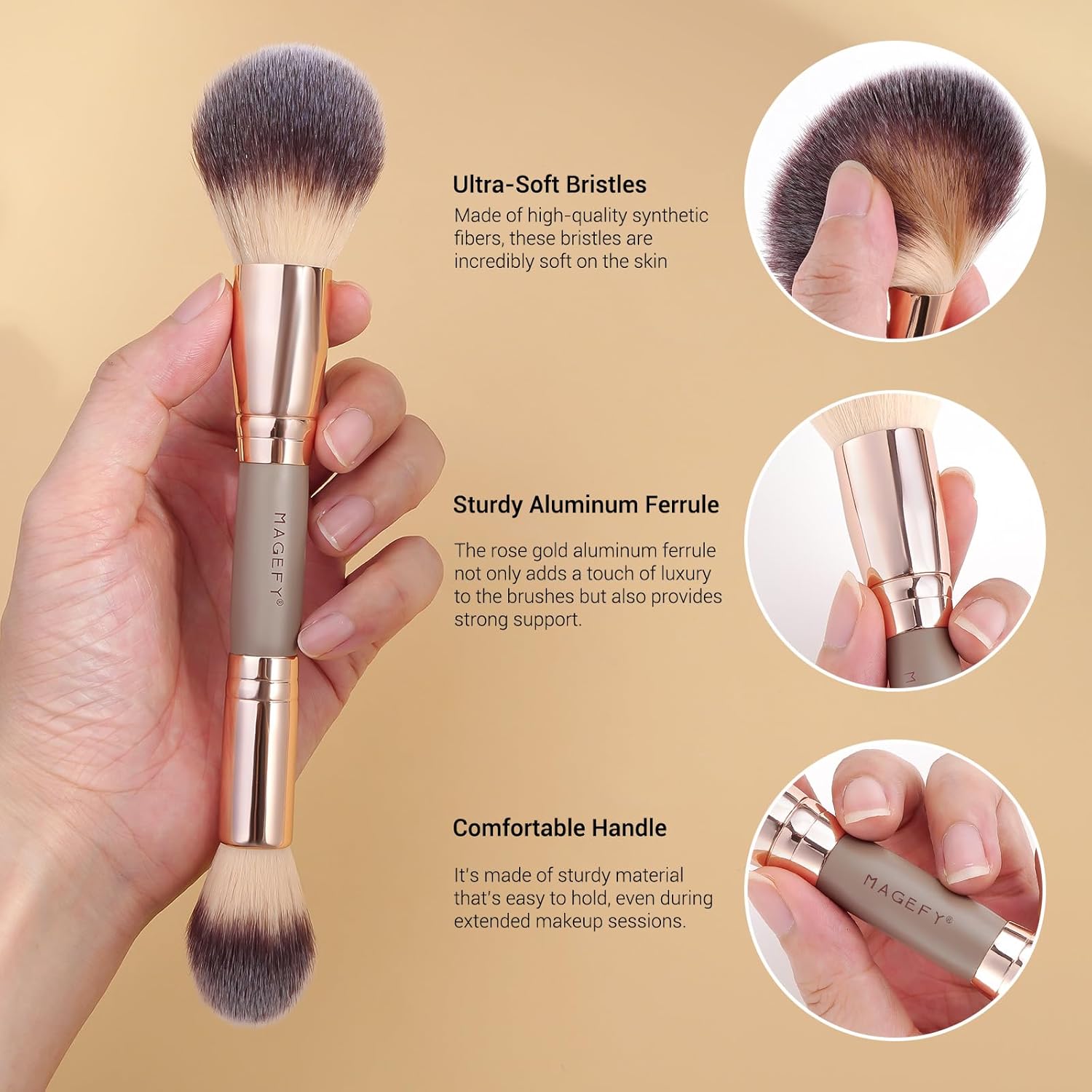 MAGEFY Makeup Brushes 37 Pcs Makeup Kit, Multi-functional Makeup Tool Set with Double-End Powder Blush Eyeshadows Brush Make up Brushes Set Bag,Champagne