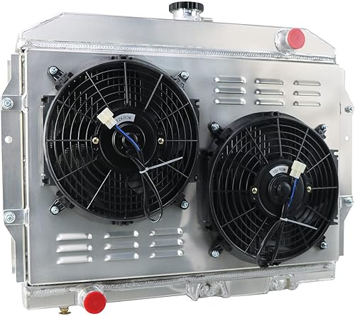 Miniatura 2 de Cubauto Radiador de 3 filas compatible con AMC RamblerJavelin AMXSSTDPL V8 1959 1960 1965 1967 1969 1970 1972 Radiador de aluminio+ ventilador (12