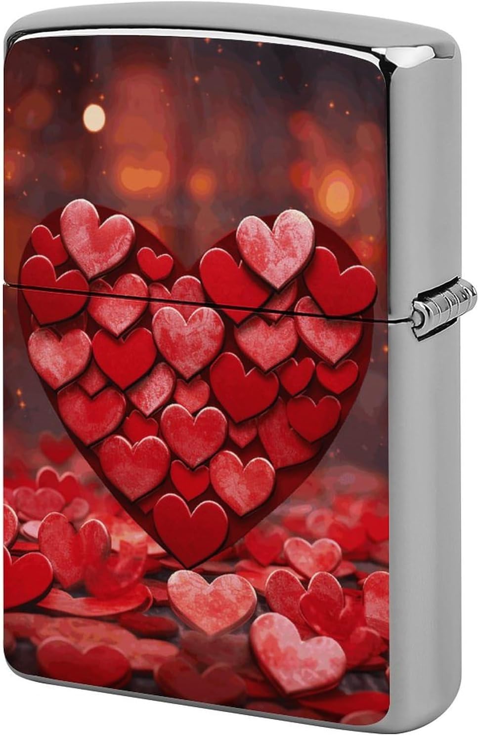 Red Hearts Love Lighter Case, Personalized Metal Lighter Sleeve, Double-Sided Lighters Cover for Standard Lighters, Stylish & Unique Idea