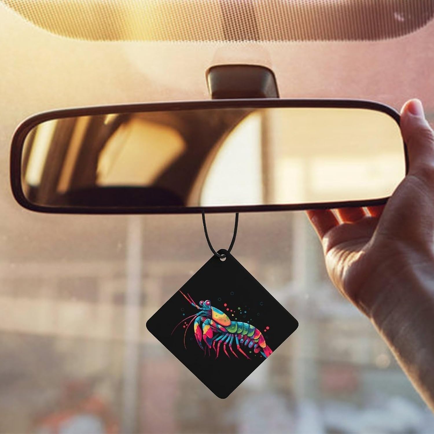 Colorful Mantis Shrimp Car Air Freshener Hanging Aromatherapy Tablets for Car Accessories Rhombus
