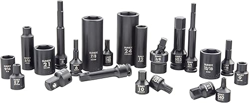 Miniatura 36 de Sunex 2569, 1/2" Drive Master Juego de llaves de impacto, 43 piezas, métricas, 9 mm - 30 mm, estándar/profundo, acero de aleación Cr-Mo, diseño