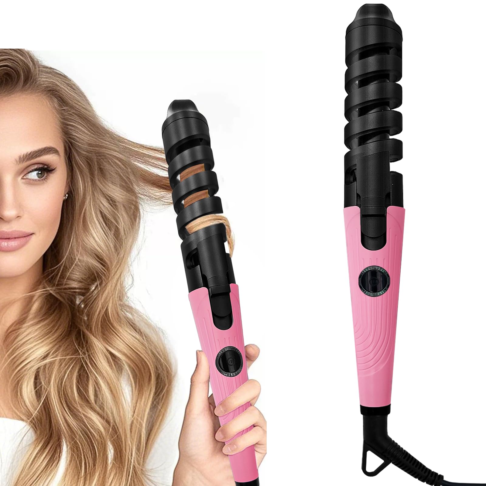 Automatic Curling Wand,Anti-Scald Ceramic Curling Iron,Portable Auto Spiral Hair Curler for Women,Detangle Scald-Free Fast Heating Rollers Suitable