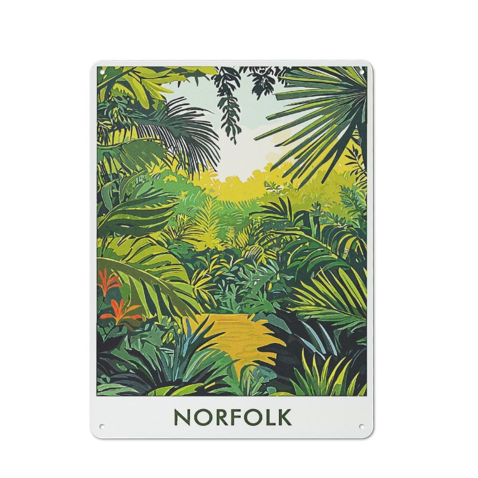 Junmoney Style-4 Metal Plaque 40X30cm With Norfolk Island Jungle For Pub Or Café, Vintage Decor, For Vintage Wall Decor Fans, For Metal Sign Collectors