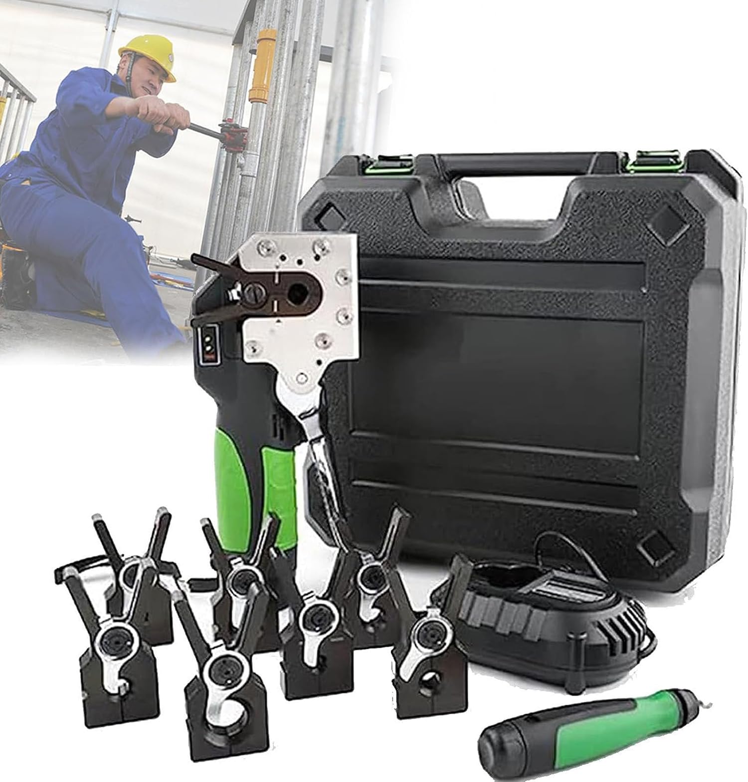 Elektrisches Bördelwerkzeug-Set, Rohr-Bördelgerät, Klimaanlage, Kupferrohr-Bördelwerkzeug, Automatisches Bördelwerkzeug-Set, Professional Flaring Tool (5Collets)