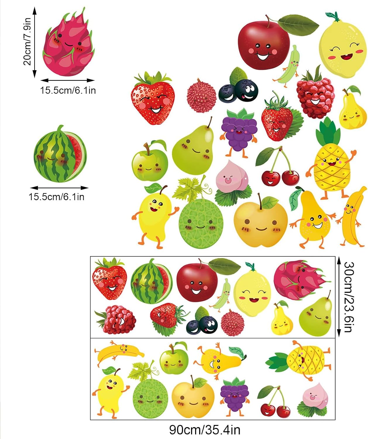 Cartoon Fruit Wall Stickers for Kitchen Fridge Window Decor (fruit1)