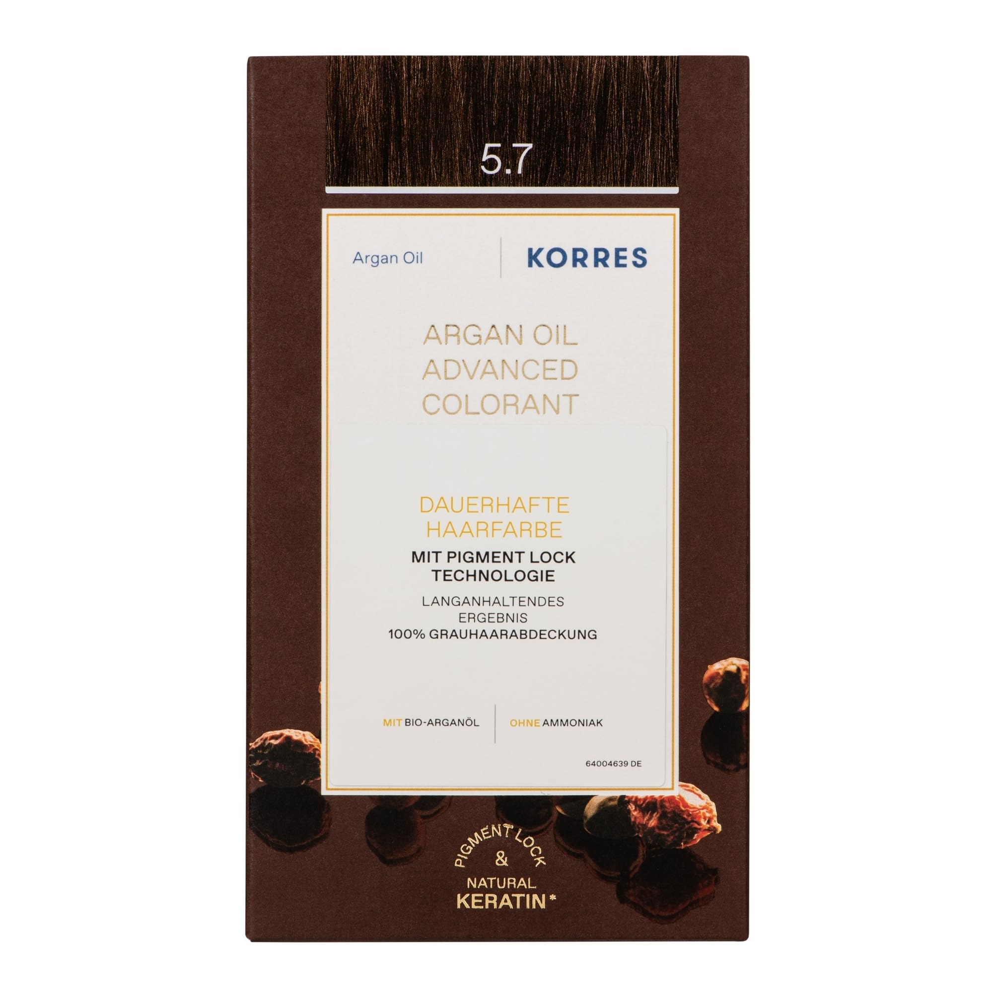 KORRES Argan Oil Colorant – ammoniakfreie Haarfarbe Schokobraun hell 5.7 – 100% Grauhaarabdeckung & vegan für ein langanhaltendes Farbergebnis