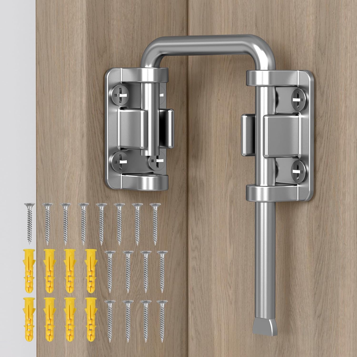 Sliding Door Loop Lock, 2.36 Inch Stainless Steel Patio Door Latch for Window, Barn, Garden, Fence, Shed, Closet, Double Gate - 90/180 Degree Installation U-Bolt Lock (Black-4PCS)