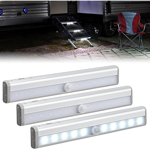 Nilight RV Step Lights 3PCS Motion Sensor Activated LED Bar RV Exterior Lights Battery Operated Wireless Magnetic Stick Strip Lighting for Motorhome Travel Trailers Camper Under Cabinet Step Tent
